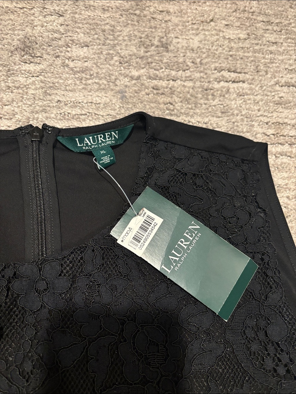 Lauren Ralph Lauren Black Floral Lace Shell Top size XL - Picture 3 of 4